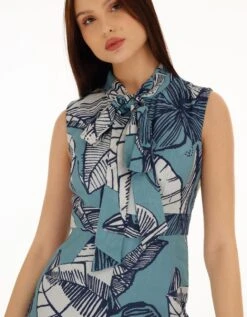 Blue And White Floral Jumpsuit -Charmers Shop kofw230715 1