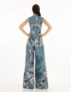 Blue And White Floral Jumpsuit -Charmers Shop kofw23071b 1