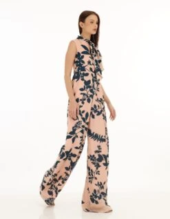 Pink And Teal Floral Bow Tie Jumpsuit -Charmers Shop kofw230804 1