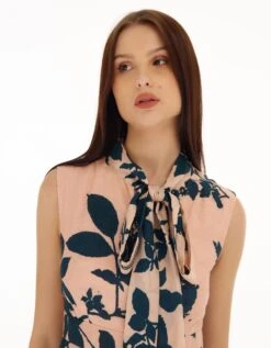 Pink And Teal Floral Bow Tie Jumpsuit -Charmers Shop kofw230805 1