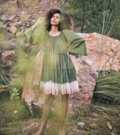 Green And Pink Afar Times Dress -Charmers Shop kw6783