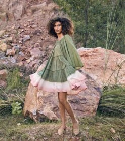 Green And Pink Afar Times Dress -Charmers Shop kw6784