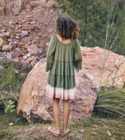 Green And Pink Afar Times Dress -Charmers Shop kw678b