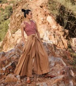 Khaki Brown Lost In Chase Pleated Trouser -Charmers Shop kw6923