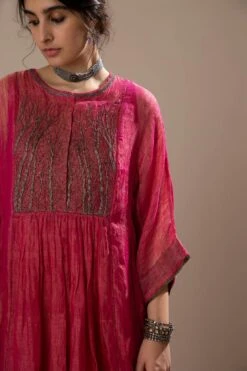 Fuchsia Pink Aagaaz Yoke Dress -Charmers Shop lz2201a3