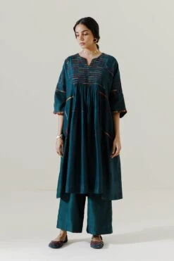 Green Mool Yoke Dress