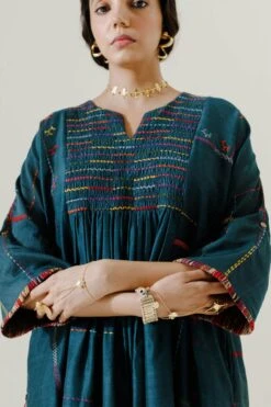 Green Mool Yoke Dress -Charmers Shop m2203c3