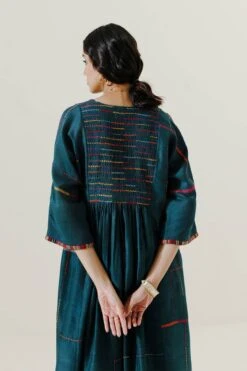 Green Mool Yoke Dress -Charmers Shop m2203cb