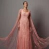 Dust Rose Embellished Cape Gown -Charmers Shop mnkp2310241