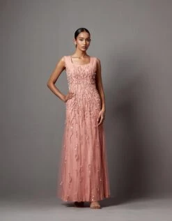 Dust Rose Embellished Cape Gown -Charmers Shop mnkp2310246