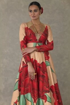 Salmon Candy Swirl Gown -Charmers Shop msb231034