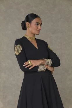 Black Kashmiri Patti Gown -Charmers Shop msb23104 5