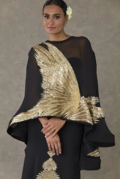 Black SonChidiya Cape Set -Charmers Shop msb231105