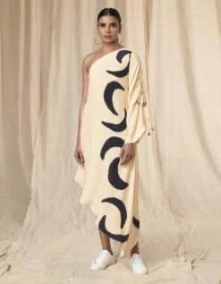 One Shoulder Kaftaan Dress In Ivory