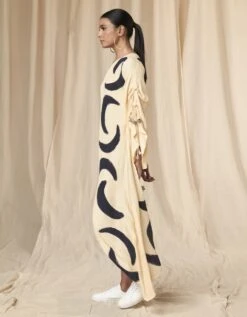 One Shoulder Kaftaan Dress In Ivory -Charmers Shop mss230174