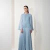Cyan Blue Fade Away Split Sleeve Jumpsuit -Charmers Shop njd1151 1