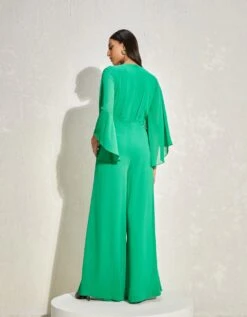Kelly Green Metallic Quad Batwing Jumpsuit -Charmers Shop njd1262b