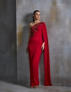 Autumn Fern One Off Sholder Gown