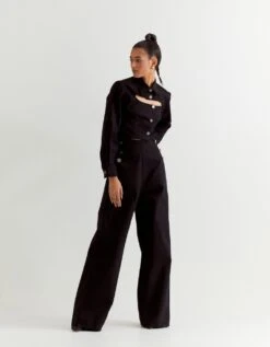 Black Denim Crop Top