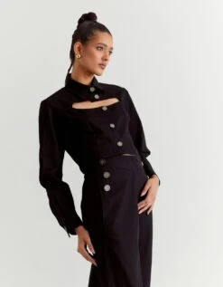 Black Denim Crop Top -Charmers Shop nk016black4