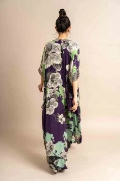 Aubergine Print On Crepe Sash Kaftan Jumpsuit -Charmers Shop nkrs23024abganib