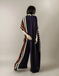Aubergine & Tangerine Stripes Print On Crepe Kaftan Jumpsuit 8 Aubergine & Tangerine Stripes Print On Crepe Kaftan Jumpsuit -Charmers Shop nkrs2434abgtng3