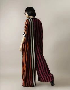 Magenta Stripes Print On Crepe Kaftan Jumpsuit -Charmers Shop nkrs2434mgt3