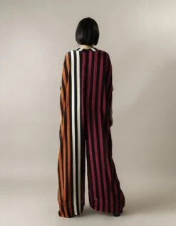 Magenta Stripes Print On Crepe Kaftan Jumpsuit -Charmers Shop nkrs2434mgtb