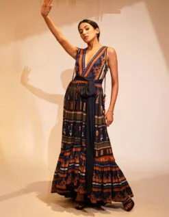 Midnight Blue Aztec Print Maxi -Charmers Shop nmwsn0792
