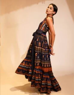 Midnight Blue Aztec Print Maxi -Charmers Shop nmwsn0793