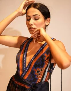 Midnight Blue Aztec Print Maxi -Charmers Shop nmwsn0794