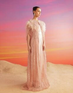 Salmon Pink María Cape & Jumpsuit -Charmers Shop nss55852