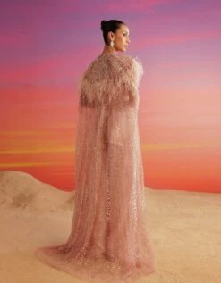 Salmon Pink María Cape & Jumpsuit -Charmers Shop nss5585b