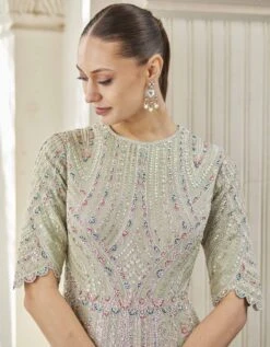 Frost Blue Embroidered Gown -Charmers Shop osg0513