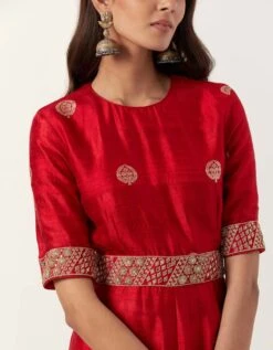 Surkh Laal Banarasi Silk Jumpsuit -Charmers Shop pb2764 1