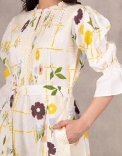 Hand Block Floral Jumpsuit In Linen -Charmers Shop pf22jm294