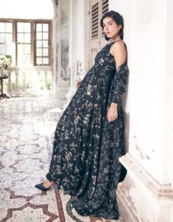 Black Self Woven Jacquard Jumpsuit Set -Charmers Shop ph30053