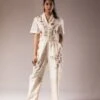 Ivory Silk Chanderi With Floral & Dabka Embroidery Jumpsuit