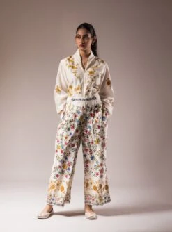Full Handpainted Jumpsuit On Ivory Silk Chanderi