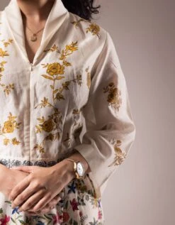 Full Handpainted Jumpsuit On Ivory Silk Chanderi -Charmers Shop ppss252423b