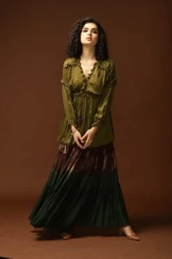 Pronto Olive Flared Top