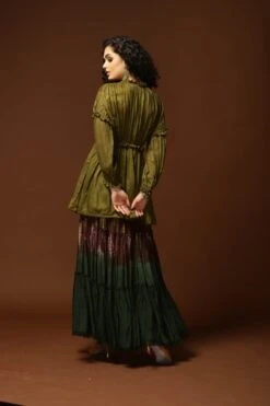 Pronto Olive Flared Top -Charmers Shop pronto0031 b