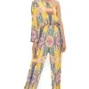 Yellow Enchanted Print Crepe Jumpsuit -Charmers Shop psjs0014a1