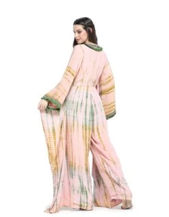 Pink And Green Shibori Embroidered Jumpsuit -Charmers Shop pss24775