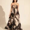 Black & White Stroke Print Ball Gown -Charmers Shop qutrs240071