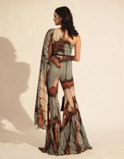 Powder Blue Butterfly Print Jumpsuit -Charmers Shop qutrs24048b