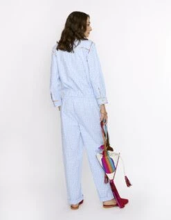 The Checks Jumpsuit With Embroidered Metallic Tassels & Rope -Charmers Shop rarasss202326b