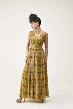 Mustard Yellow Cotton Silk Jumpsuit