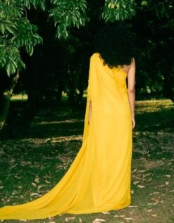 Yellow Felicia One Shoulder Dress -Charmers Shop rkrs23007b