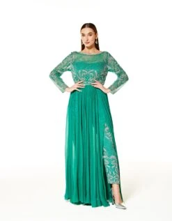 Adah Aqua Green Gown With Pant